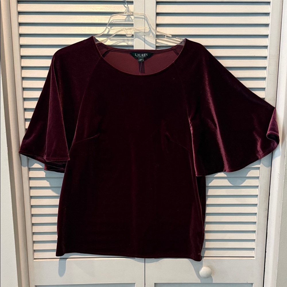 Lauren Ralph Lauren Burgundy Velvet Top